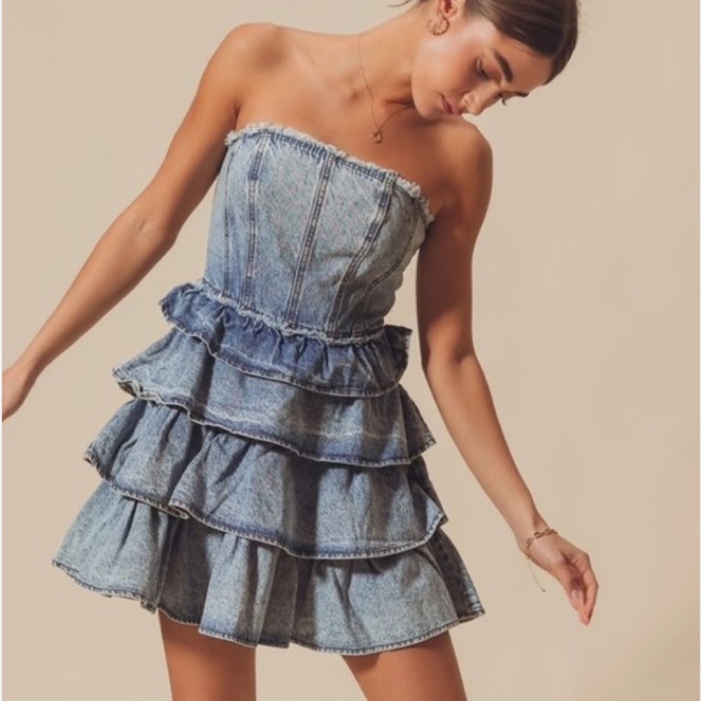 New Distressed Acid Wash Western Denim Dress